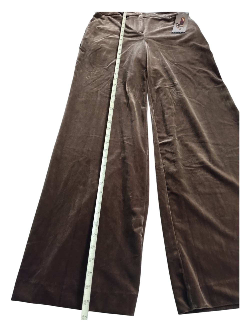 Sofia By Sofia Vergara Jeans Velvet Wide-Leg Trouser Pants in Brown New Size 2 - Picture 3 of 5
